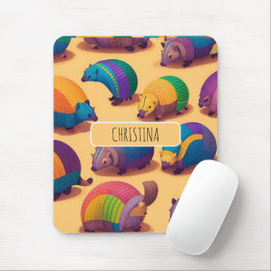 Armadillo Pastel Colourful Personalised Pattern Mouse Mat