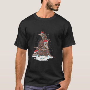 Armadillo Santa Christmas Light Tree T-Shirt