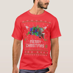 Armadillo Santa Hat Animal Christmas Tree Lights H T-Shirt