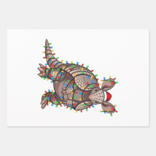 Armadillo Santa Light Christmas Animal Lover Wrapping Paper Sheet