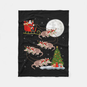 Armadillo Santa Sleigh Flying Funny Magical Christ Fleece Blanket