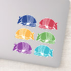 Armadillo Sticker Sheet 6 Colourful Armadillos