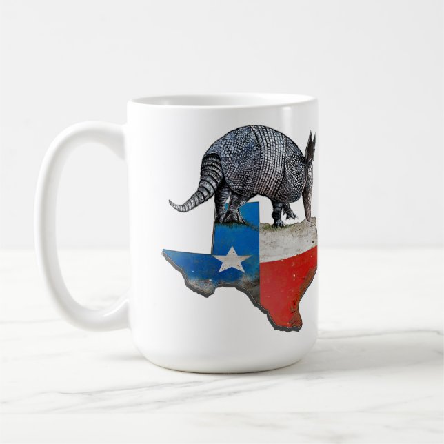 Armadillo Texas State Flag Map Coffee Mug (Left)