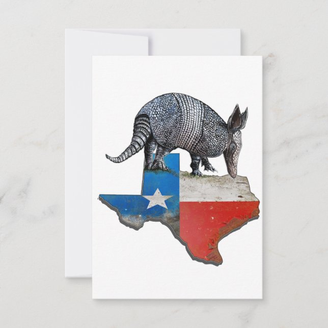 Armadillo Texas State Flag Map Thank You Card (Front)