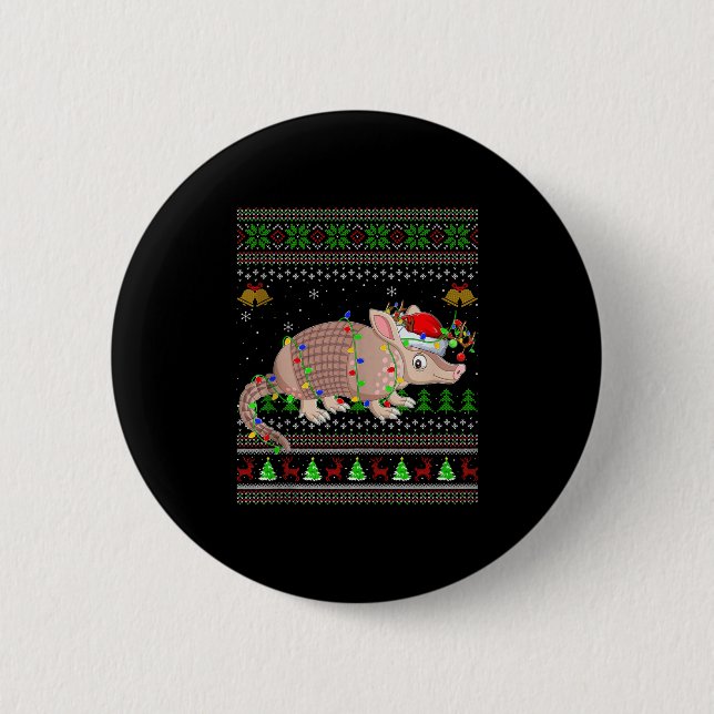 Armadillo Ugly Christmas Sweaters Holiday Santa Cu 6 Cm Round Badge (Front)