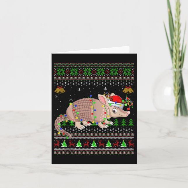 Armadillo Ugly Christmas Sweaters Holiday Santa Cu Card (Front)