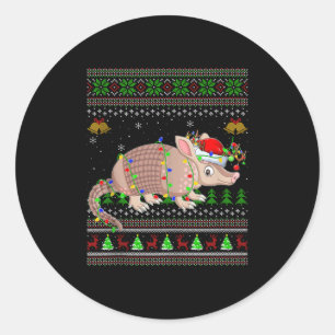 Armadillo Ugly Christmas Sweaters Holiday Santa Cu Classic Round Sticker