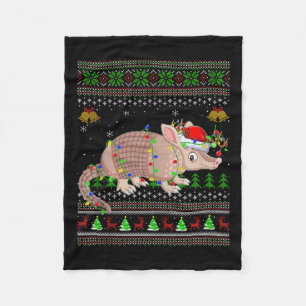 Armadillo Ugly Christmas Sweaters Holiday Santa Cu Fleece Blanket
