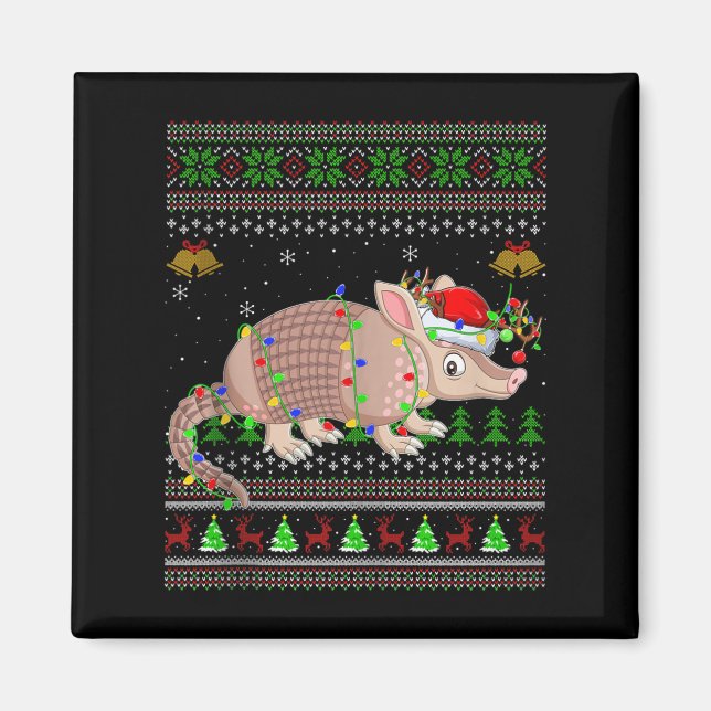 Armadillo Ugly Christmas Sweaters Holiday Santa Cu Magnet (Front)