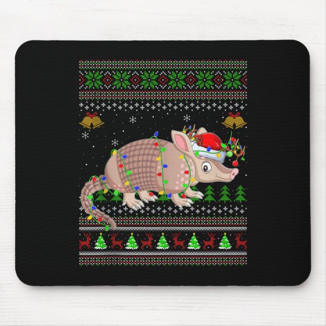 Armadillo Ugly Christmas Sweaters Holiday Santa Cu Mouse Mat (Front)