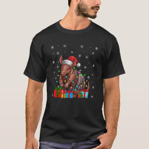 Armadillo Ugly Xmas Lights Santa Hat Armadillo Chr T-Shirt