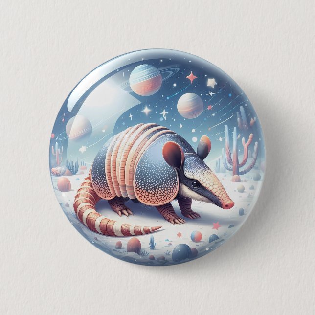 Armadillo with Cosmic Background 6 Cm Round Badge (Front)