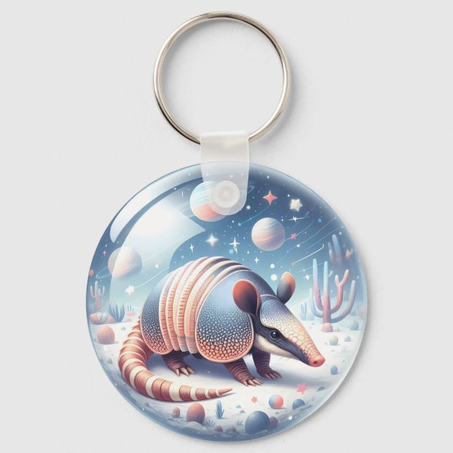 Armadillo with Cosmic Background Key Ring (Front)