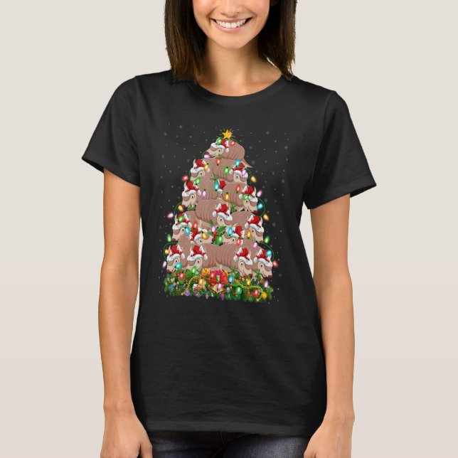 Armadillo  Xmas Lights Santa Armadillo Christmas T T-Shirt (Front)