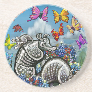 Armadillos Bluebonnets Butterflies Wildflowers Coaster