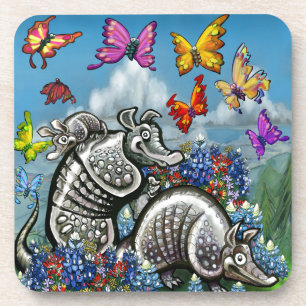 Armadillos Bluebonnets Butterflies Wildflowers Coaster