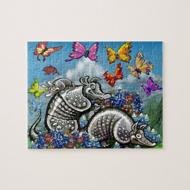 Armadillos Bluebonnets Butterflies Wildflowers Jigsaw Puzzle (Horizontal)
