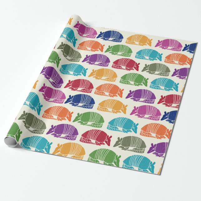 Armadillos Colourful Patterned Wrapping Paper (Unrolled)