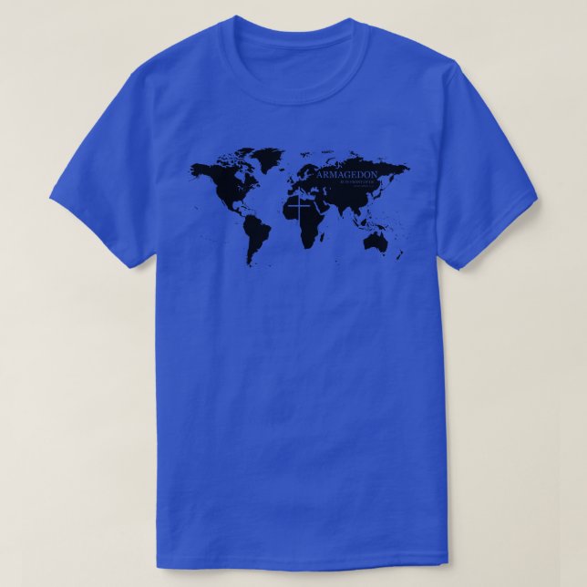Armagedon World Map Cross T-Shirt (Design Front)