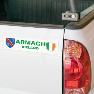 Armagh Ireland Crest and Irish Flag Bumper Sticker