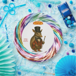 Armand, armadillo ringmaster paper plate