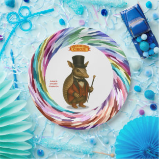 Armand, armadillo ringmaster paper plate