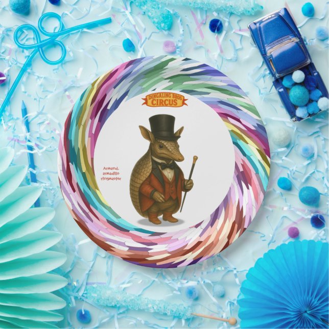 Armand, armadillo ringmaster paper plate (Party)