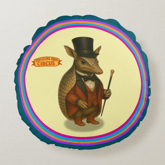 Armand, armadillo ringmaster round cushion (Front)