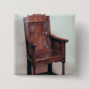 Armchair with arcaded back and boxed sides 15 cm square badge