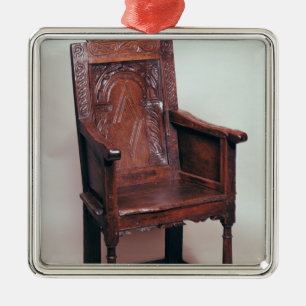 Armchair with arcaded back and boxed sides metal tree decoration