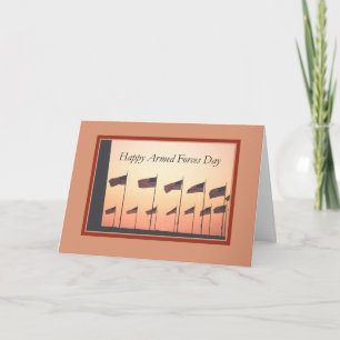 Armed Forces Day, Flags at Sunset Thank You Card