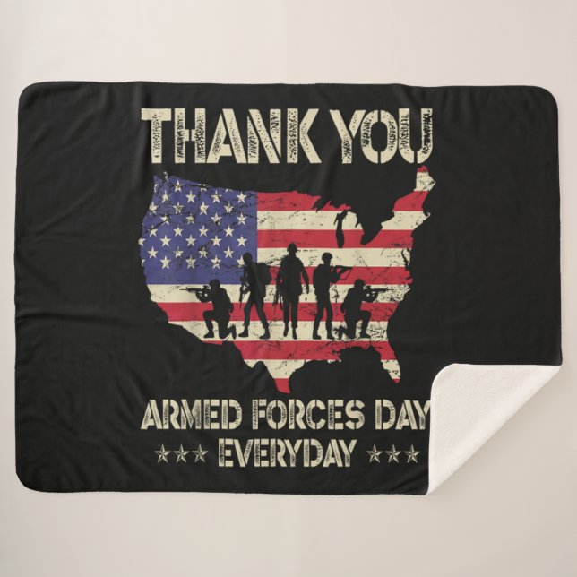 Armed Forces Day Sherpa Blanket (Front (Horizontal))