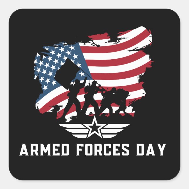 Armed Forces Day Square Sticker (Front)