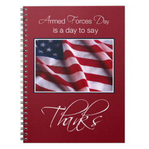 Armed Forces Day Thank You Patriotic Americ Flag Notebook