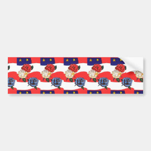 Armed Forces Red White & Blue Flag/Rose Sticker
