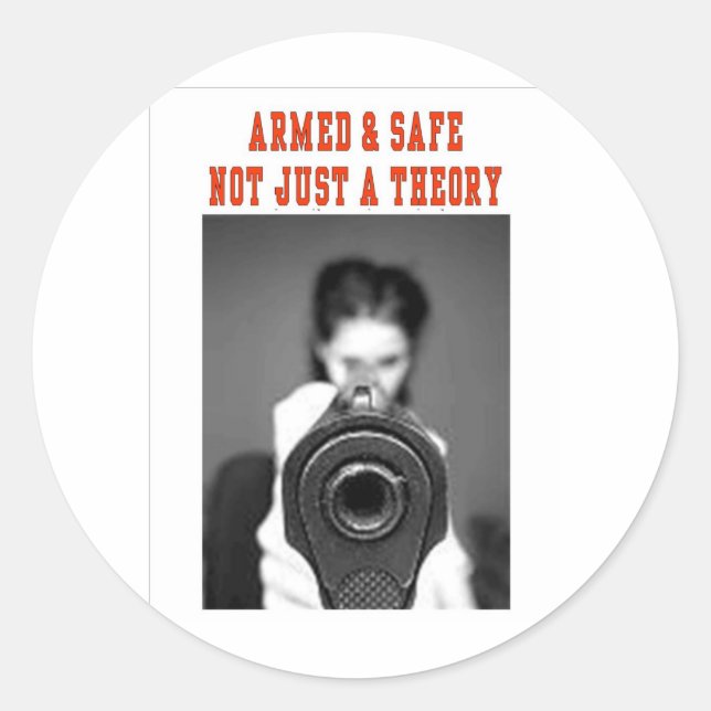 ARMED & SAFE CLASSIC ROUND STICKER (Front)