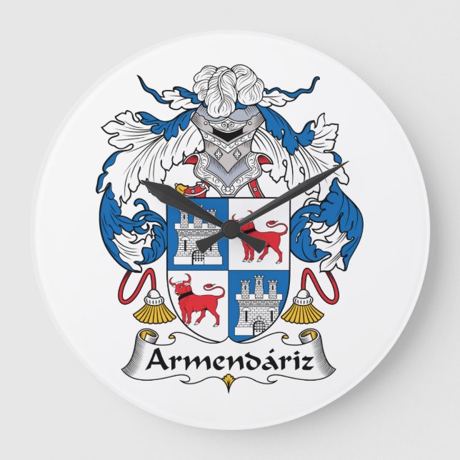Armendariz Family Crest Large Clock (Front)
