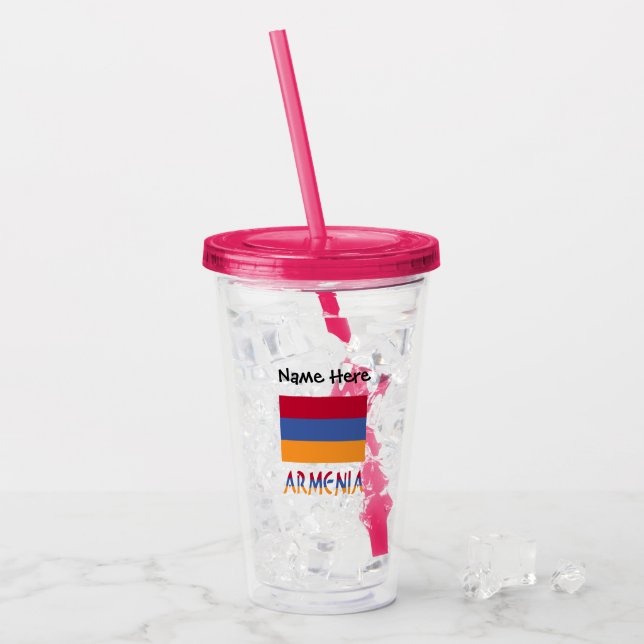 Armenia and Armenian Flag Personalised  Acrylic Tumbler (Front Ice)