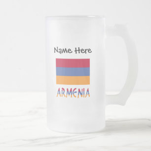 Armenia and Armenian Flag Personalised  Frosted Glass Beer Mug