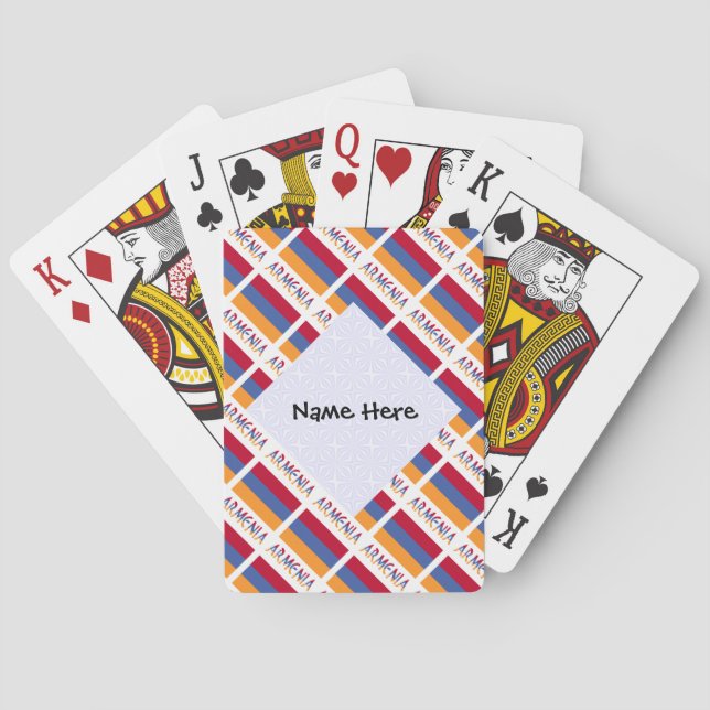 Armenia and Armenian Flag Tiles with Your Name Playing Cards (Back)