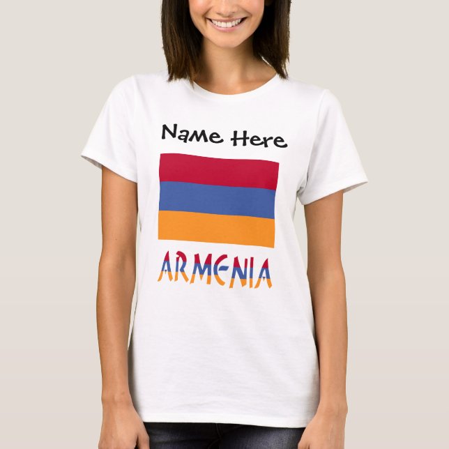 Armenia Armenian Flag Black Personalisation  T-Shirt (Front)