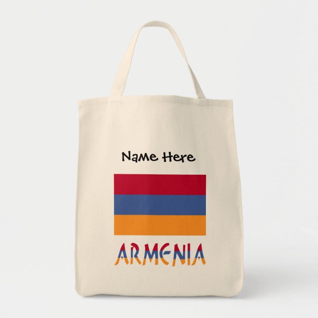 Armenia Armenian Flag Black Personalisation  Tote Bag (Front)