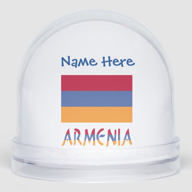 Armenia Armenian Flag Blue Personalised  Snowglobe (Front)