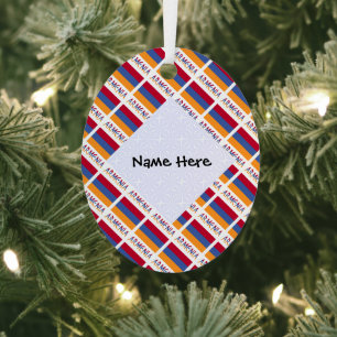 Armenia Armenian Flag Tiled Black Personalisation  Metal Tree Decoration