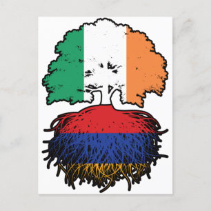 Armenia Armenian Irish Ireland Tree Roots Flag Postcard