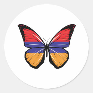 Armenia Butterfly Flag Classic Round Sticker