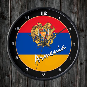Armenia Clock, Modern home decor, Armenian Flag Round Clock