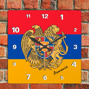 Armenia Clock, patriotic home, Armenian Flag Square Wall Clock