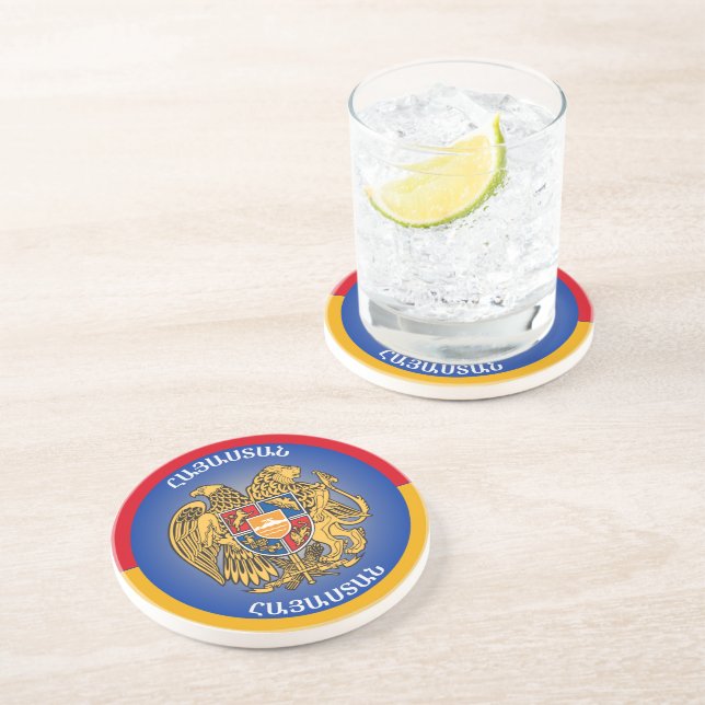 Armenia Coat of Arms Circle Shape  Coaster (Side)