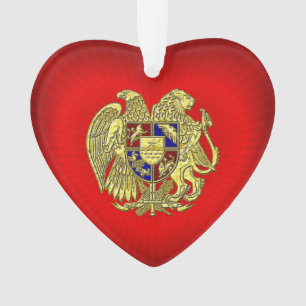 Armenia Coat of Arms Gold Red Heart Ornament